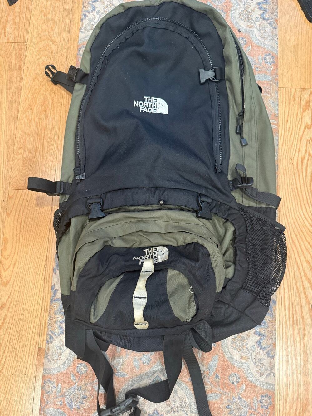 Vintage The North Face Hiking Backpack Olive Green Black